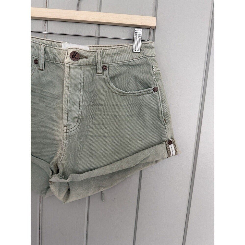 One Teaspoon Bandit Shorts 26 Denim Archive Faded Khaki 100% Cotton Button Fly - Picture 2 of 5